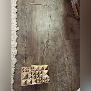 BCBG gold box chain clutch